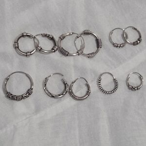 Lot Of Vintage 90s Silver Bali Hoop Earrings